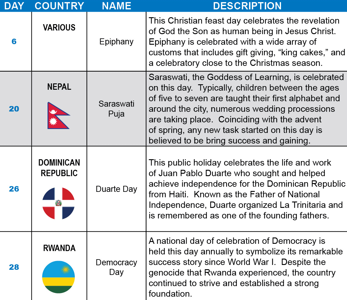 Holidays Around the World in January Withum
