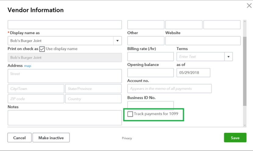 Tracking Vendor Information For 1099 Withum