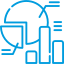 image of blue outline of pie chart and bar graph