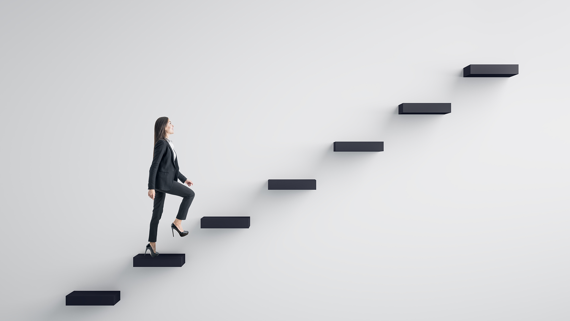 woman climbing stairs