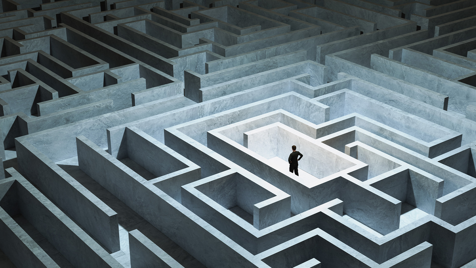Man walking through a maze
