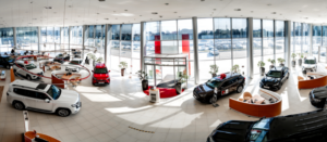 inside of a car dealership