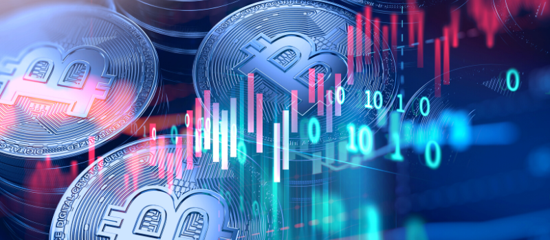 Bitcoin on financial graph background