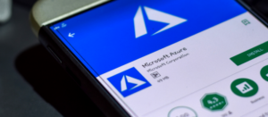 Microsoft Azure dev application on Smartphone screen.