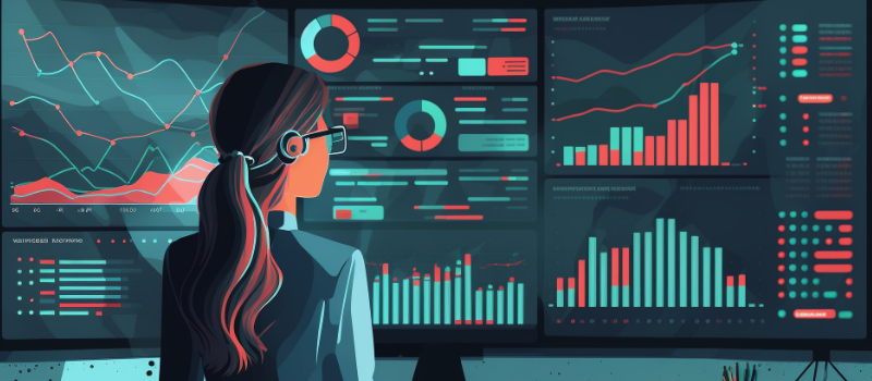 businesswoman analyzing data