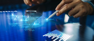 Money exchange abroad with business data ai technology.