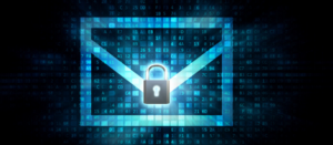 Graphic with a technology email with a lock in the middle.