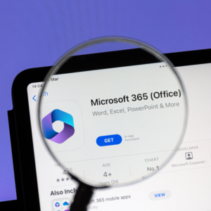 microsoft 365 with magnifying glass