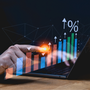 A business hand showcasing graphs of Capital Accounts and its growth.