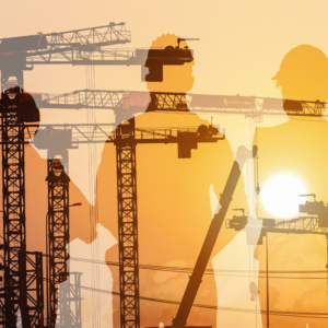 labor workers at sunset
