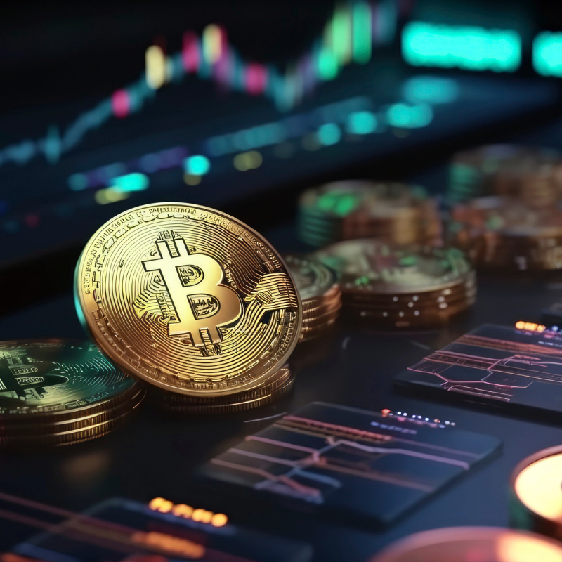 Bitcoin cryptocurrency with price chart.