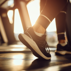 woman running on a treadmill