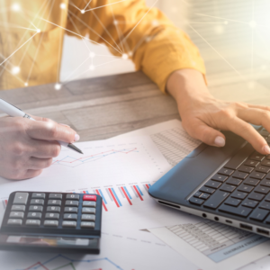 accountant working on a laptop