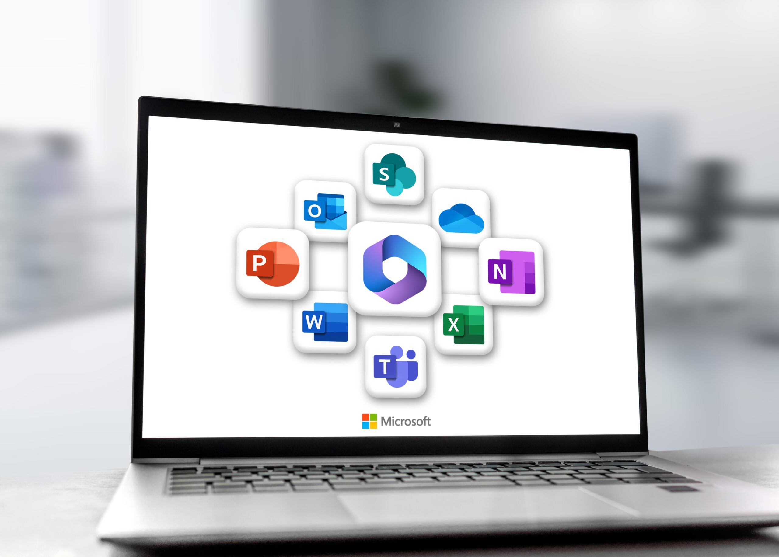 Microsoft 365 software product displayed on laptop