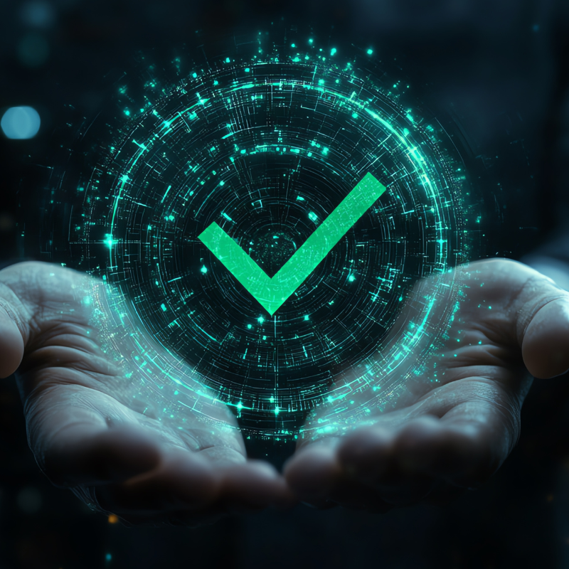 green check mark, verification