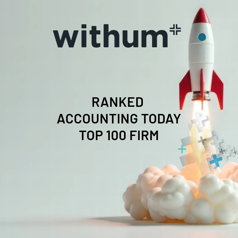 Withum logo with a rocket ship representing the force it holds in the financial industry by ranking in the Top 100 firm and regional list from Accounting today.