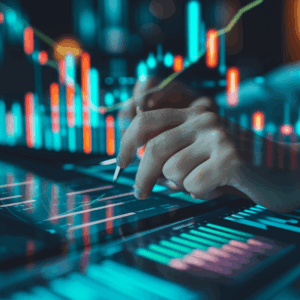 Business people analyze financial data chart