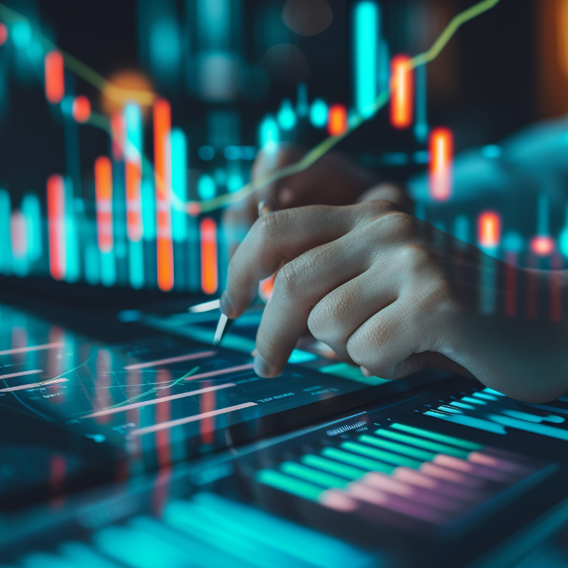 Business people analyze financial data chart