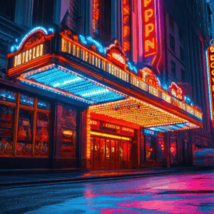 exterior of a live production theater in a city