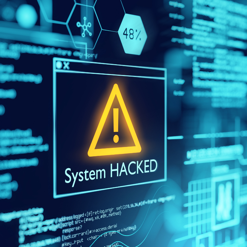 system hacked, cyber attack alert