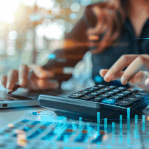 Business finance and accounting concept. Businesswoman using calculator to calculate financial report as part of the Accounting Standards Update (“ASU”) 2024-01.