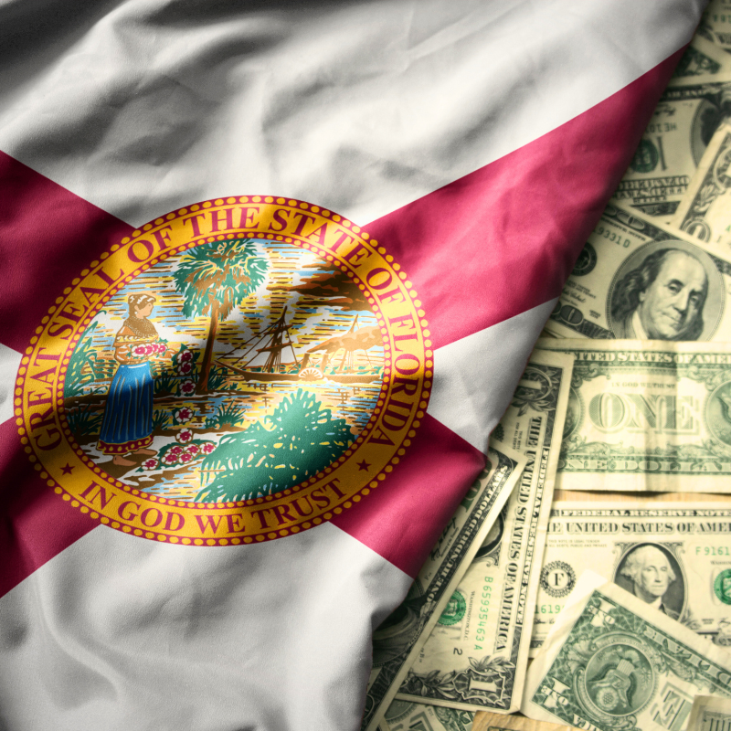 florida flag and money