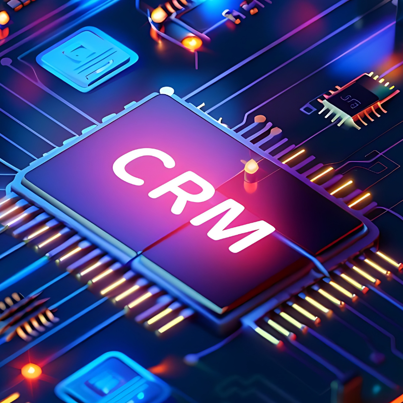 illuminated crm chip on a circuit board