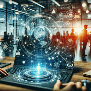 High-tech ERP dashboard showcasing seamless integration of business processes.