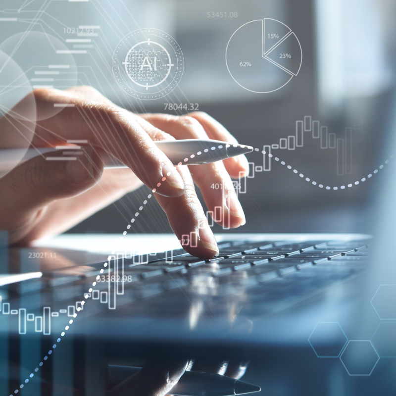 Life scientist, Programmer using laptop analyzing financial tax credits data on futuristic virtual interface. Algorithm. Global business development, OBBBA strategy and planning, digital technology