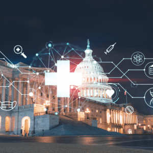 us government, us capitol with healthcare icons