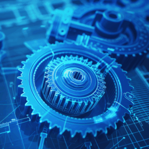 engineering blueprint, manufacturing gears