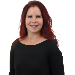 Profile headshot of Rebecca Perreault-Alicea in a black tshirt