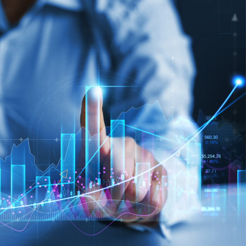 Graph in the growth and development of year -end close process. Profitable business, financial growth and redflags to avoid