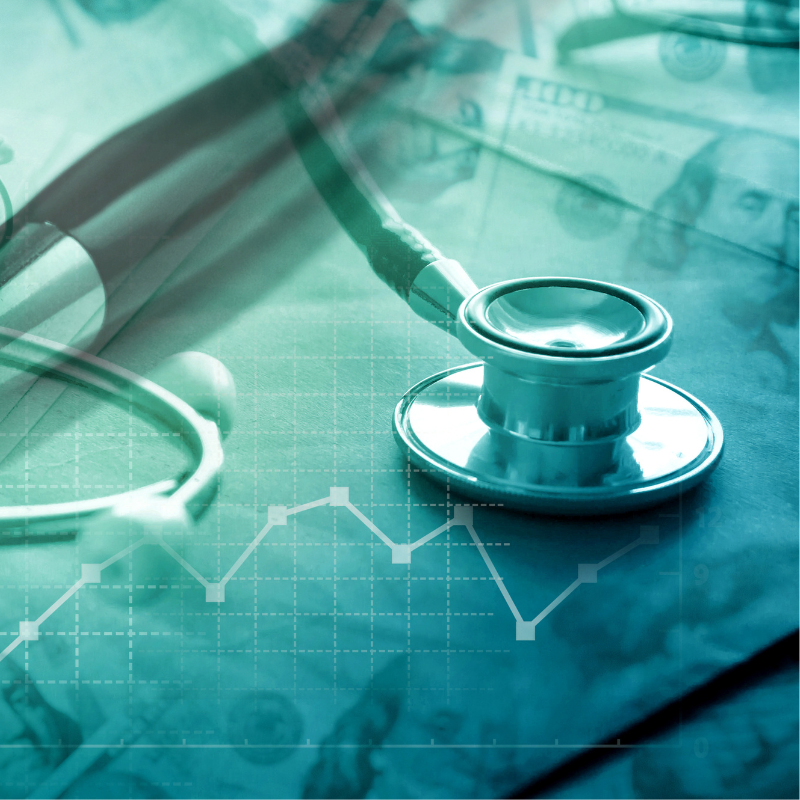 US health policy , healthcare fund , medical research and development concept with green medical research background.