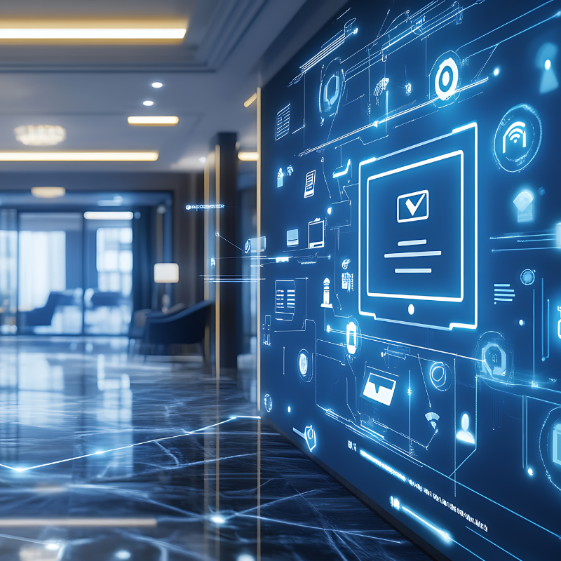 An AI powered system optimizing hotel management by analyzing guest data, AI-assisted booking optimization, and real-time customer service for better hospitality experiences.