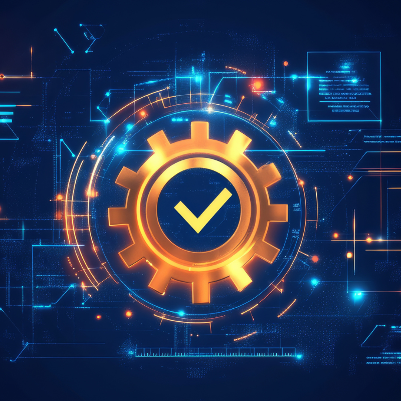 Quality management and validation process concept.