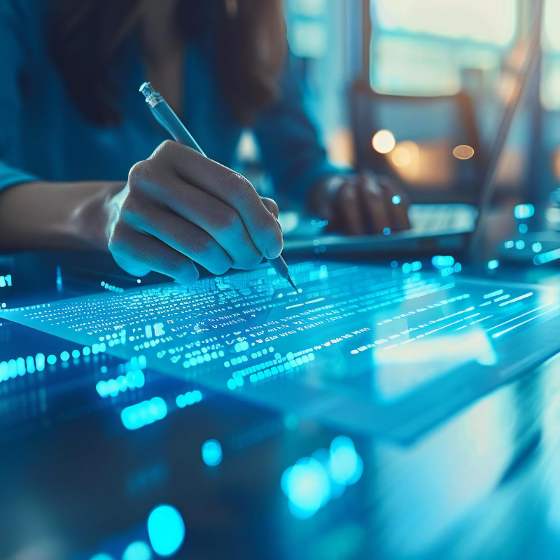 An accountant filling out a digital form.