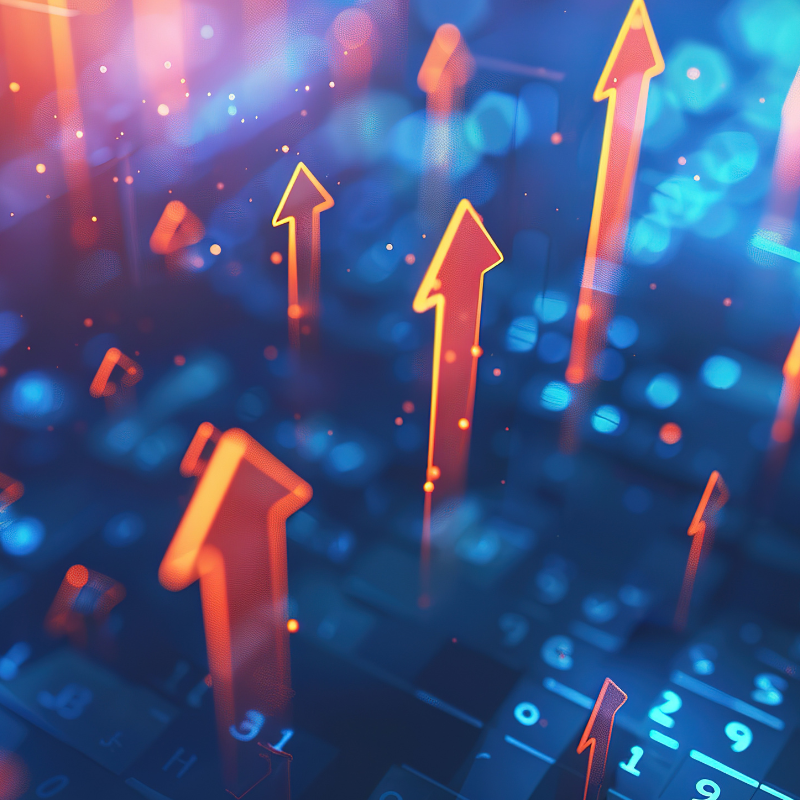 digital arrows representing increasing costs.