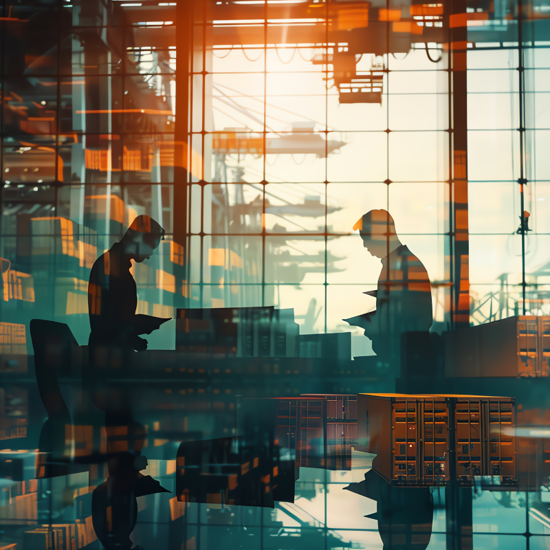 Customs clearance team reviewing shipment paperwork close up.