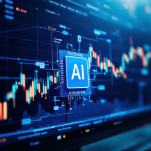 A digital representation showing the intersection of technology and finance, this image showcases an AI-enhanced stock chart, AI-Driven Stock Chart