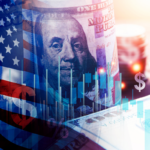 american flag with one hundred dollar bills