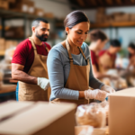 A group of people volunteering at a local nfp food organization