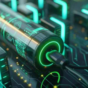 green glowing cleantech product