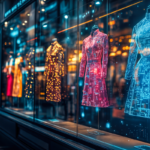 AI-Enhanced Fashion Retail Display with Digital Style Suggestions in Urban Storefront.