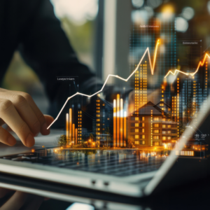 Real estate investment investor working on a computer