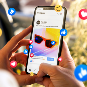 a person shopping on social media on their mobile phone