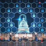 Illuminated Home of Congress and Capitol Hill with padlocks.