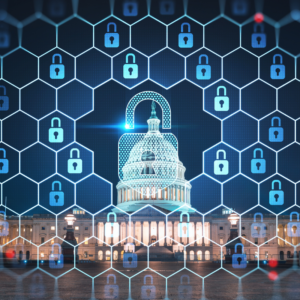 Illuminated Home of Congress and Capitol Hill with padlocks.