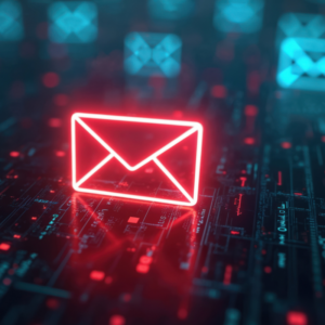 red glowing email representing vendor fraud