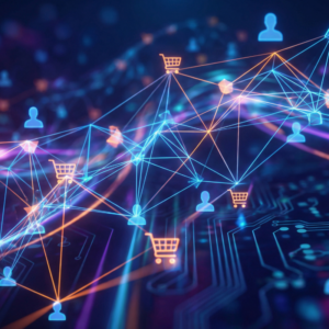 online shopping carts and customers interconnected